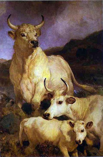 Sir edwin henry landseer,R.A. The wild cattle of Chillingham, 1867